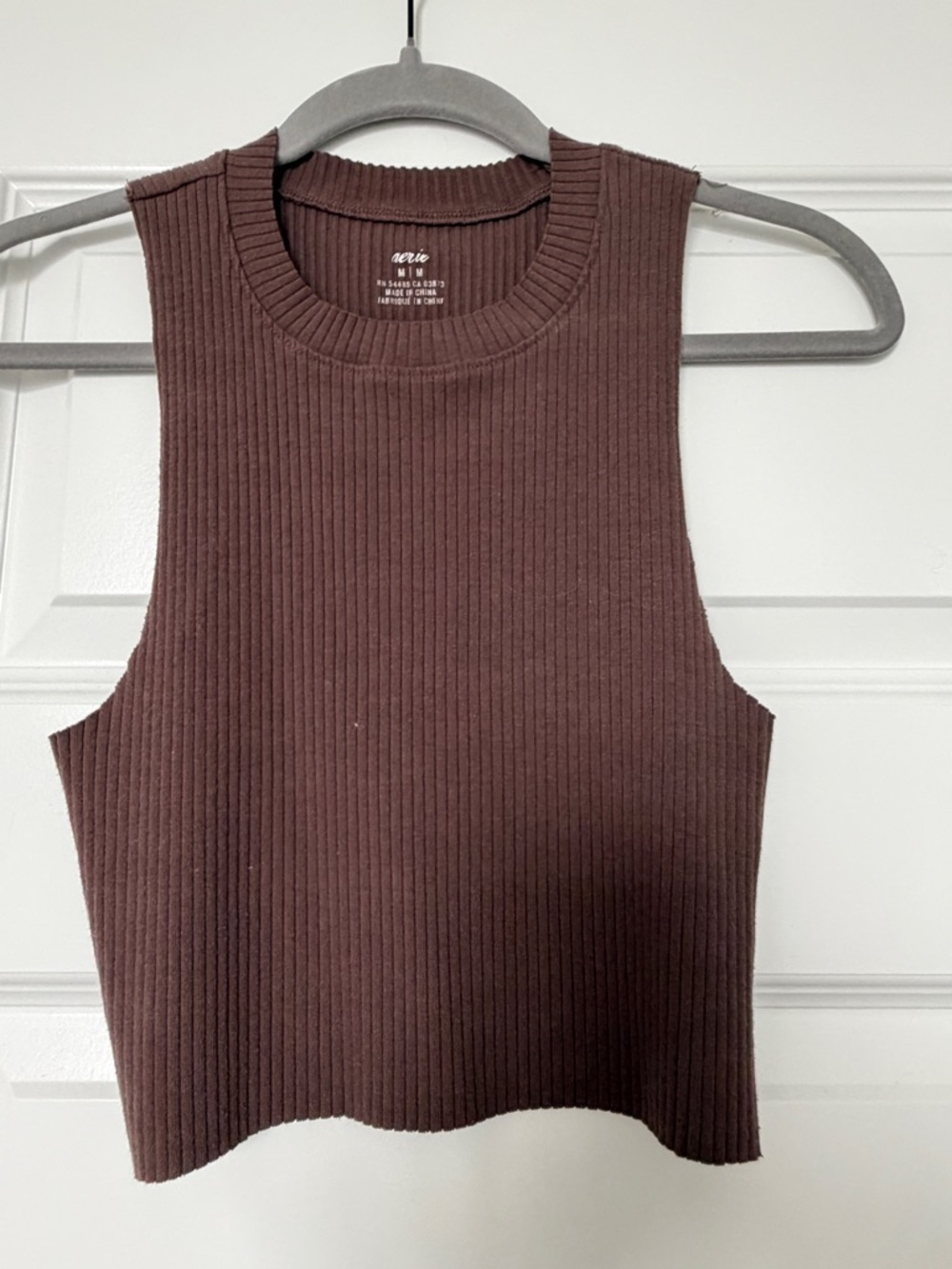 aerie Ribbed Sleeveless Crop Tank Top - Chocolate Brown